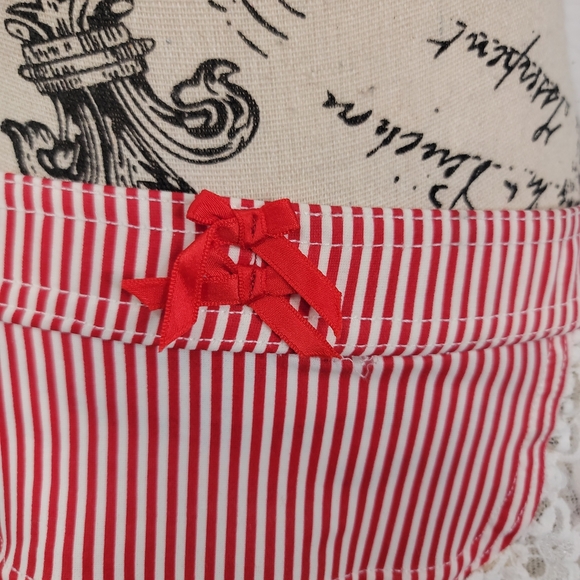 Forplay Lace Trim Garter Red White Striped Sz S/ M Women's Fairy Coquette - Picture 3 of 10